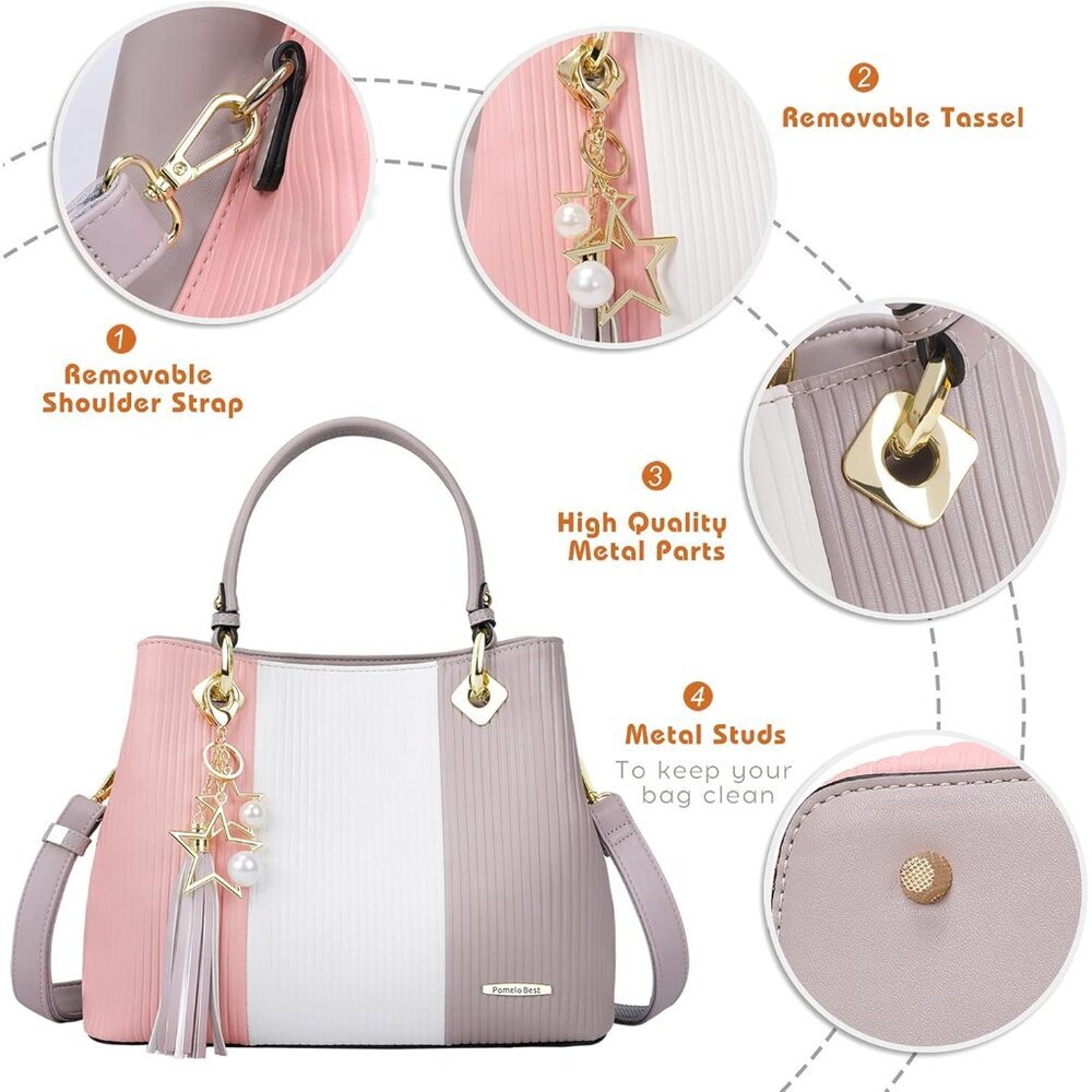 Chic PU Leather Handbag for Women - 8 Pockets, Adjustable Strap, Gift-Ready - Picture 5 of 8